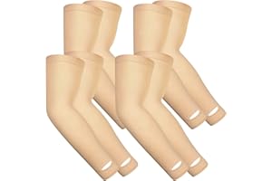 Janmercy 4 Pairs Protective Arm Sleeve for Thin Skin Elderly Skin Protector Sleeve Bruising Abrasions Arm Protection Sleeve(Nude)