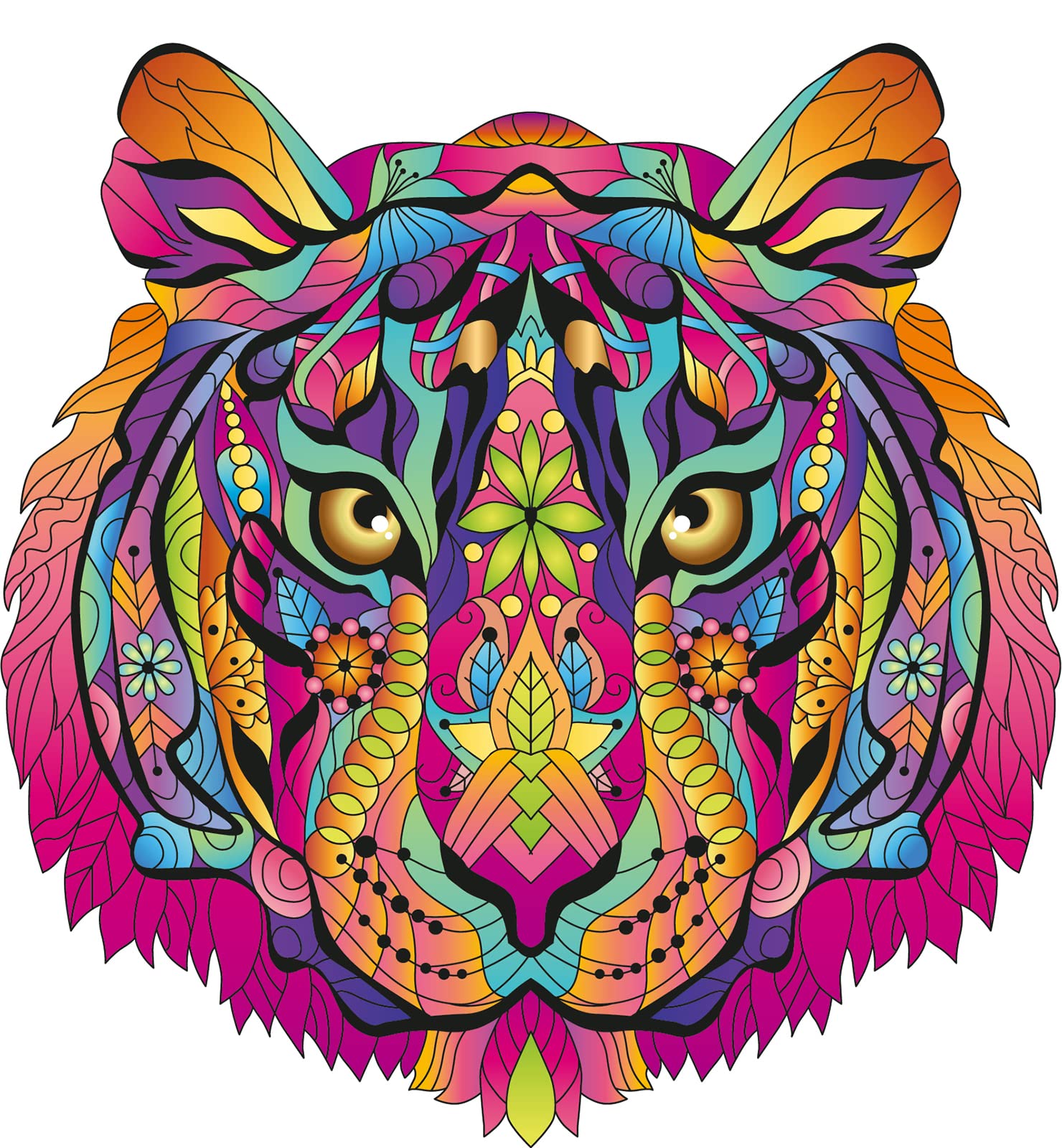 Logica Puzzles Art. The Tiger - Mandala Puzzles - Wooden Puzzle - Innovative Shapes Puzzle - 10,3 x 15,7 inches - 139 pc