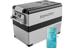 EUHOMY 12 Volt Refrigerator, 48QT(45L) Electric Cooler, 12V Fridge APP Control, 12V Cooler -4℉~68℉, Portable Freezer 12/24V DC 100-240V AC for Camping, Travel, Truck, Home