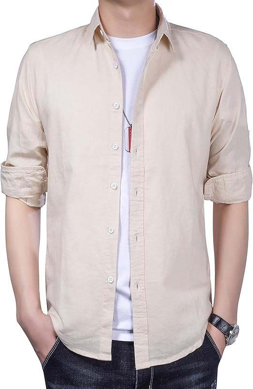 Amazon Ailokoso シャツ メンズ カジュアルシャツ チェックシャツ リネンシャツ 綿麻 チェック 麻シャツ パナマ織り 長袖 リネン 重ね着 スリム 薄手 涼しい 防菌防臭 イージーケア 細身 トップス 無地 アウトドア カジュアル おしゃれ 春 夏 秋 シャツ 通販