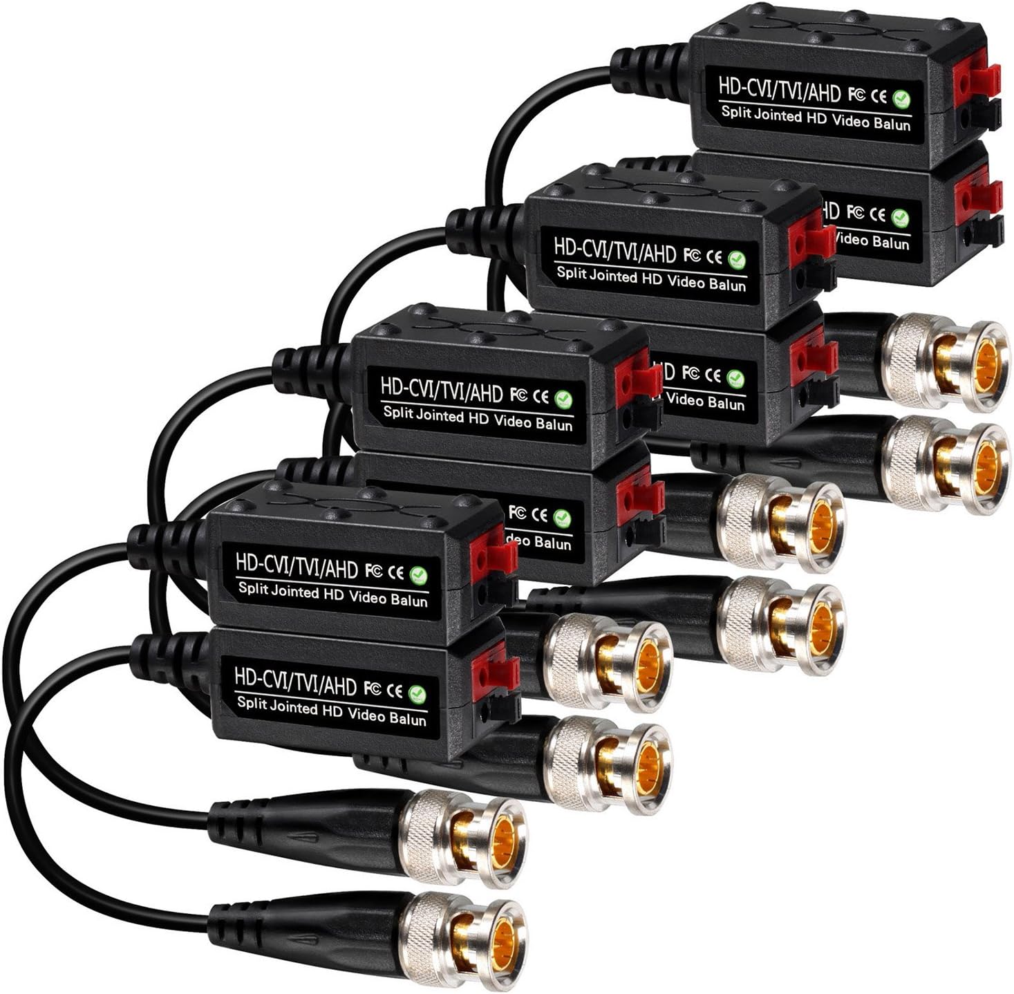 VIMVIP [Upgraded] 4 Pairs Split Joint Mini CCTV BNC HD-CVI/TVI/AHD Passive Video Balun Transceiver : Camera & Photo