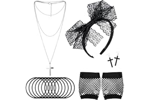 BLULU 80s Costume Accessories Lace Headband Earrings Fishnet Gloves Necklace Bracelet