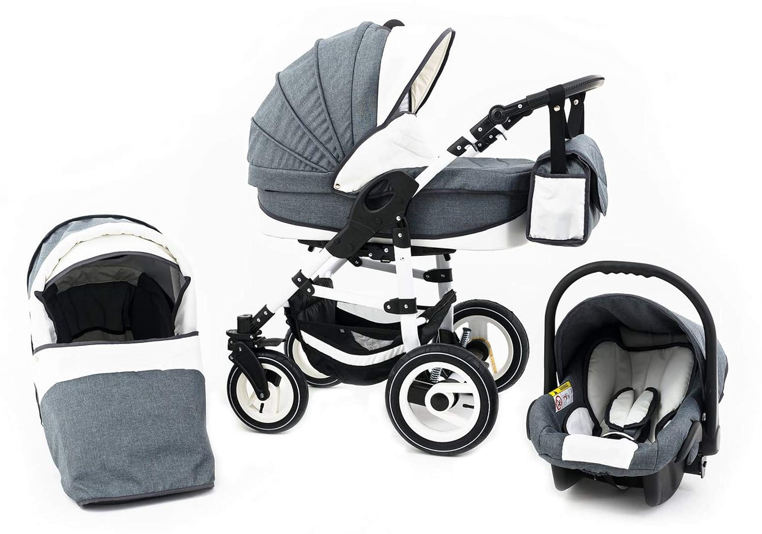 Tabbi ECO LN | 3 in 1 Kombi Kinderwagen | Hartgummireifen | Farbe: White