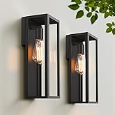 2-Pack Outdoor Wall Lanterns, Exterior Waterproof Wall Sconce with Glass Shades, Matte Black Porch Lights Wall Mounted, Anti-