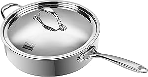 Cooks Standard 10.5-Inch/4 Quart Multi-Ply Clad Deep Saute Pan with Lid, Stainless Steel
