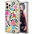 ICEDIO for iPhone 12 Case,iPhone 12 Pro Case with Screen Protector,Clear with Cute Colorful Blooming Floral Patterns for Girls Women,Slim Fit Cover Protective Phone Case for iPhone 12 Pro/12 6.1"