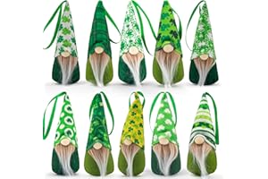 DKJOCKY 10Pcs St. Patricks Day Hanging Figurines Decor Gnome Plush Handmade Irish Home Ornaments Green Leprechaun Clover Gifts Decor Spring Decoration