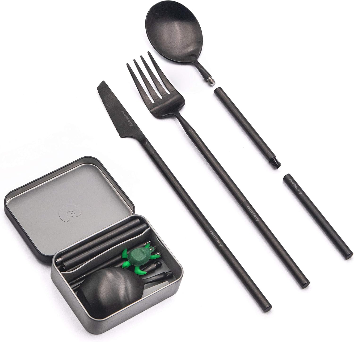 Outlery | Portable & Reusable Stainless Steel Travel Cutlery Set With Case For Camping, Picnic, Office and On-The-Go (Pocket Sized Flatware Set): Kitchen & Dining