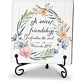 Friendship Gifts For Women Sister Bestie, A Sweet Friendship Refreshes The Soul Desk Decor, Christian Birthday Gifts Ideas, Bible Gifts For Women, Wood Plaque Sign With Stand (He03)