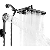 Seacity Black Rain Shower Head with Handheld Shower Head, 5 Spray Modes | High-Pressure Dual Shower Combo, Multi-Spray Handheld, 11-Inch Metal Extension Arm, Detachable Design for Easy, Flexible Use