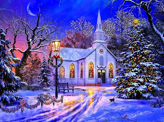 Amazon.com: The Old Christmas Church 1000 pc Jigsaw Puzzle ...