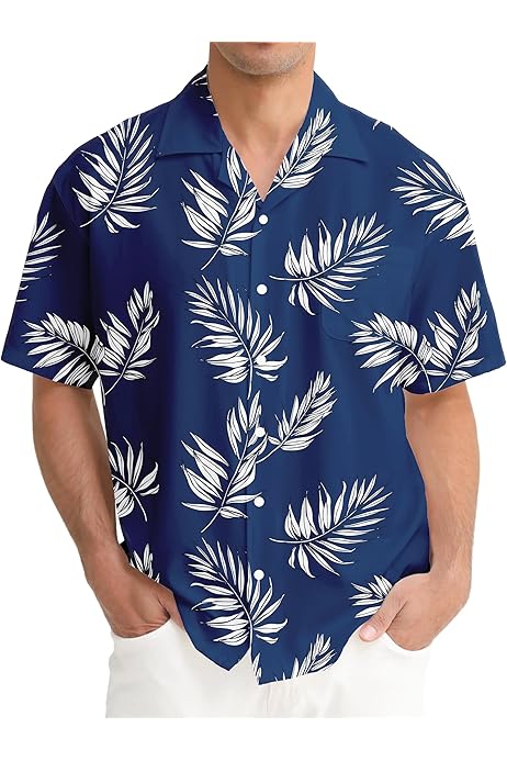 aptro men's 4 way stretch hawaiian shirt tropical beach shirts