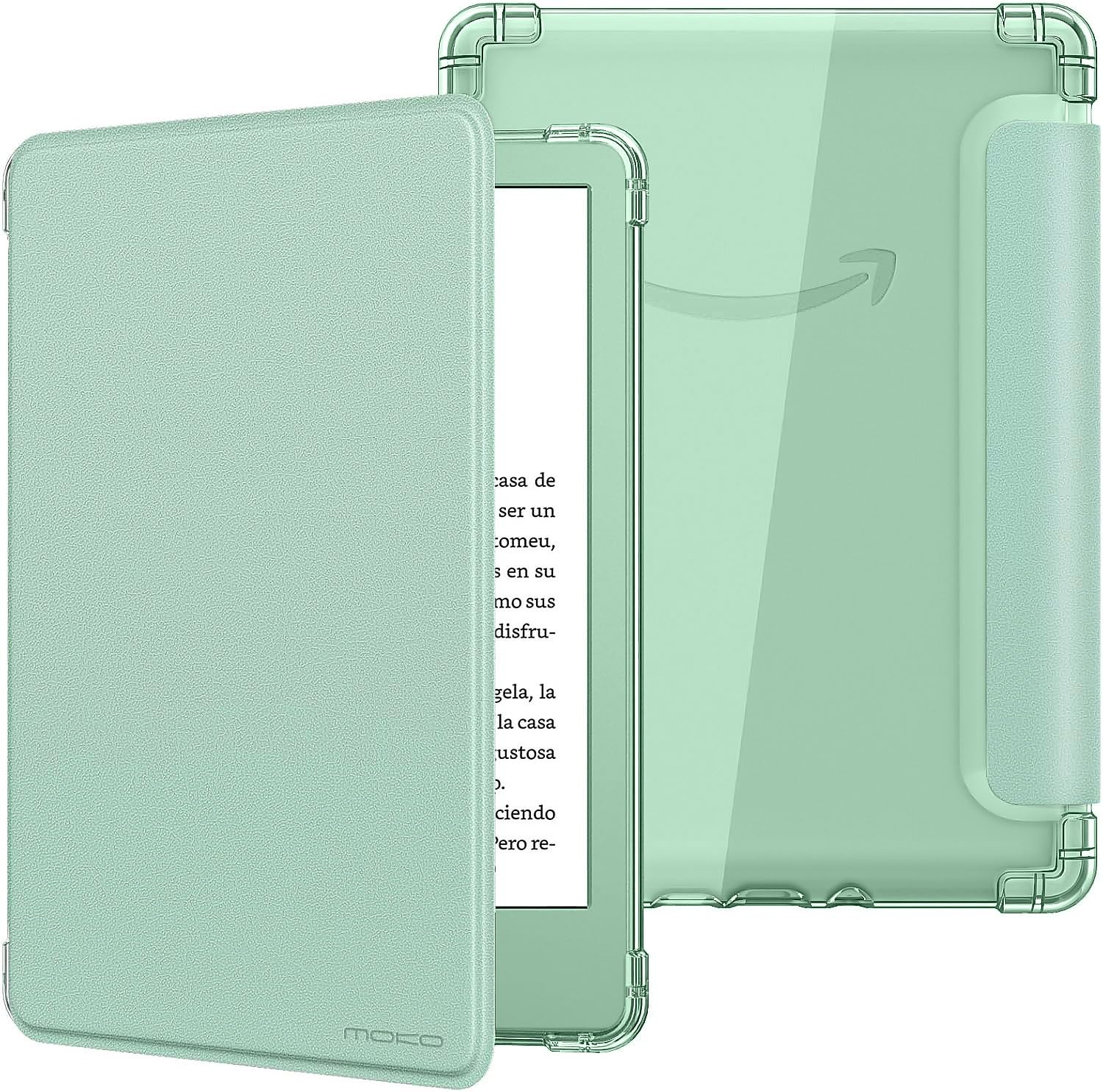 MoKo Case for 6" Kindle (11th Generation-2024/2022 Release), Ultra Clear Soft Flexible Transparent TPU Back Cover Light Shell with Auto Wake/Sleep for Kindle 11th Generation 2024, Agave Green