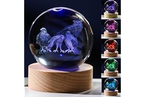 PRECIOUS MEMORIAL 3D Owl Eagle Gifts for Women - Crystals Ball 60mm Figurine Decor Stuff for Room Birthday, Keepsake Paperweight