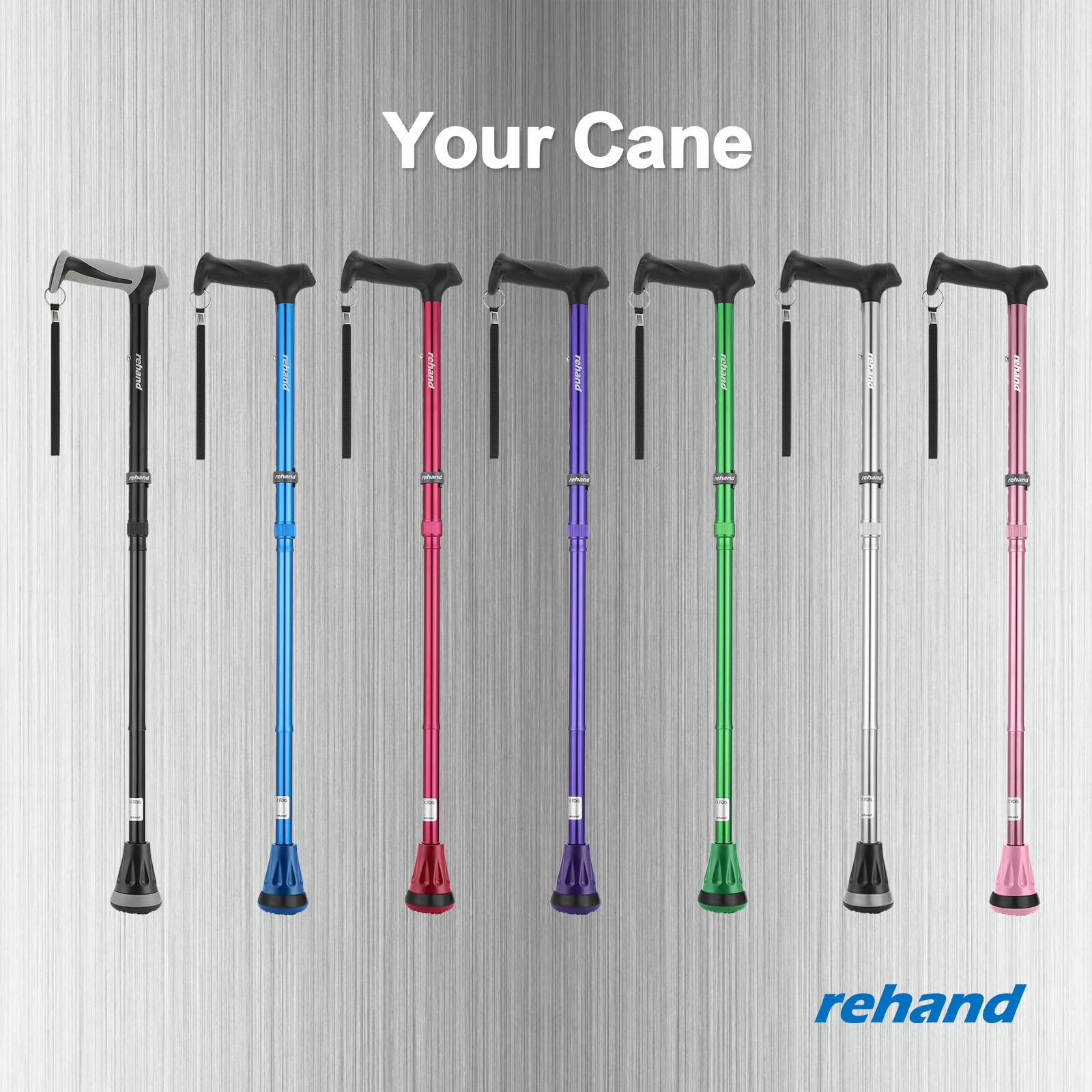 REHAND Walking Cane - Foldable, Adjustable, Collapsible Walking Canes for Men & Women, Heavy Duty All Terrain Tip, with Travel Bag | Walking Sticks for Seniors & Adults