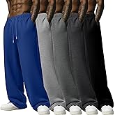 Baggyfly 5 Pack Men's Lightweight Baggy Sweatpants Straight Leg Open Bottom Drawstring Pants with 3 Pockets