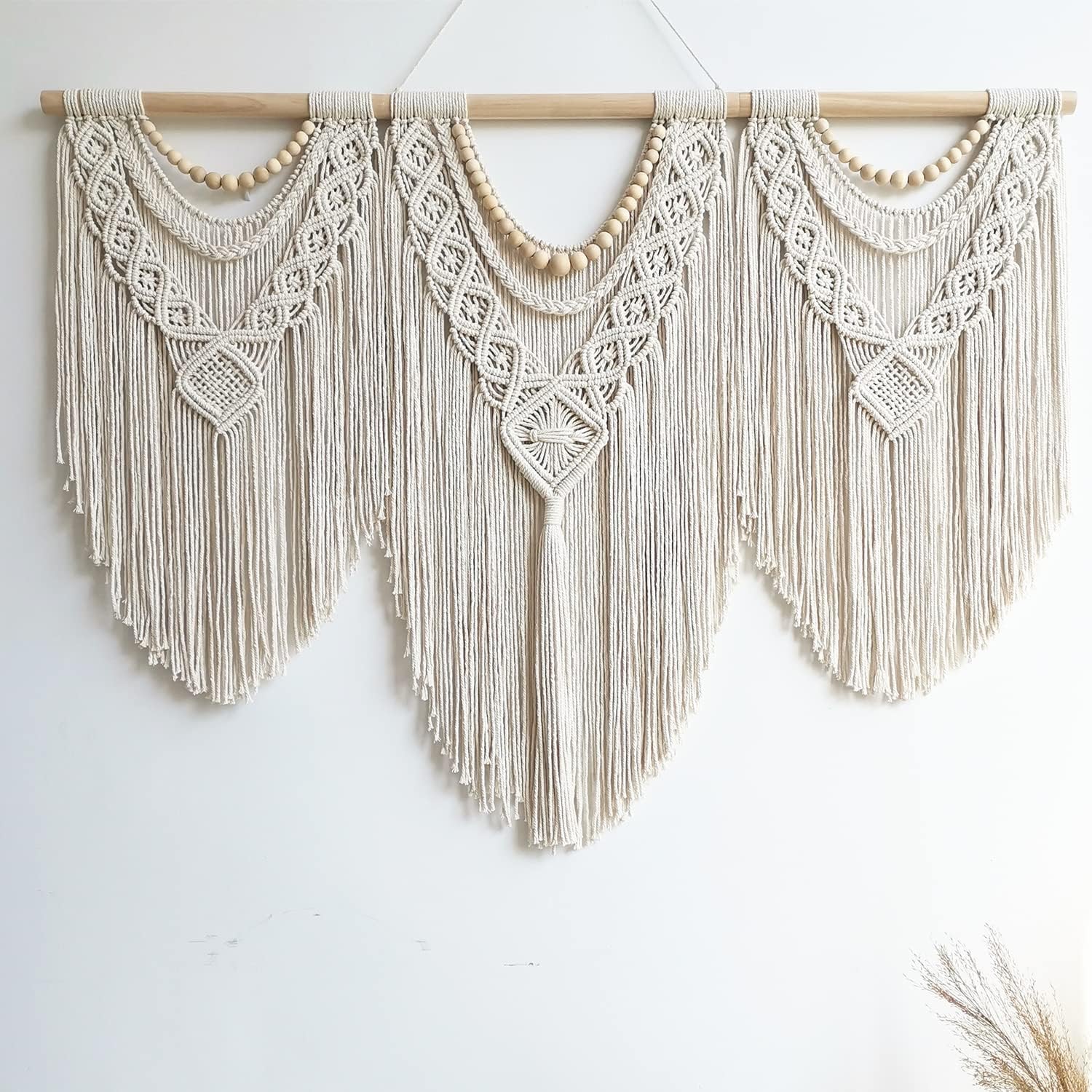 Tapestries - guzhiou large macrame wall hanging - Boho Tapestry Macrame Wall Decor Art- Chic Bohemian Handmade Woven Tapestry Home Decoration for Bedroom Living Room Apartment Wedding Party - 43