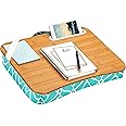 LAPGEAR Designer Lap Desk with Phone Holder and Device Ledge - Aqua Trellis - Fits up to 15.6 Inch Laptops - Style No. 45422