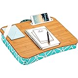 LAPGEAR Designer Lap Desk with Phone Holder and Device Ledge - Aqua Trellis - Fits up to 15.6 Inch Laptops - Style No. 45422