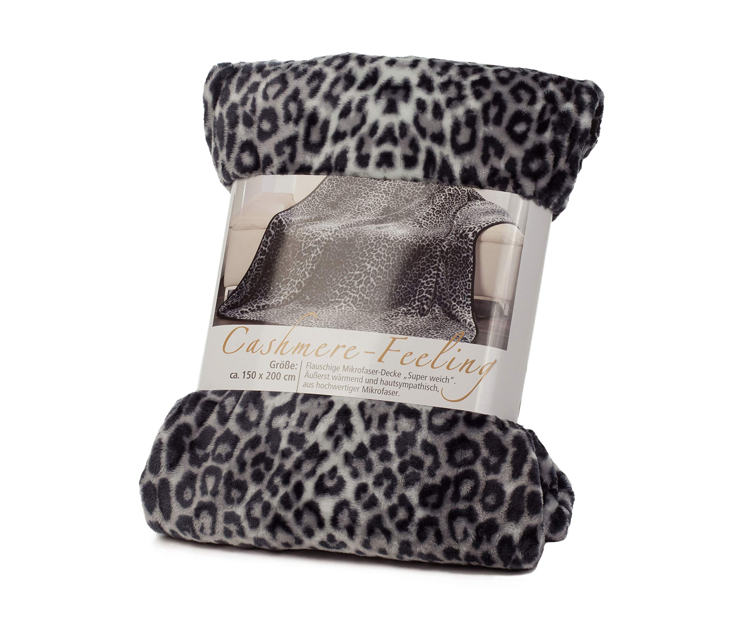 Gözze - Premium Cuddly Blanket, Cashmere Feel, High Fabric Weight 500 g/m², 150 x 200 cm - Snow leopard — image 1