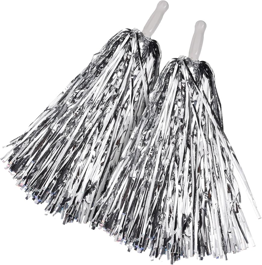 Amazon Com to 1 Pair Cheerleading Poms Plastic Cheerleading Pom Poms For Football Basketball Cheers Bright Silver Home Kitchen