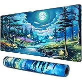Lokigo Desk Pad, Extended Large Gaming Mouse Pad, Waterproof Starry Night Mouse Pad for Desk Rubber Base with Stitched Edges DeskMatt for Games Laptop Home Decor 31.5"x15.7", Forest Butterfly