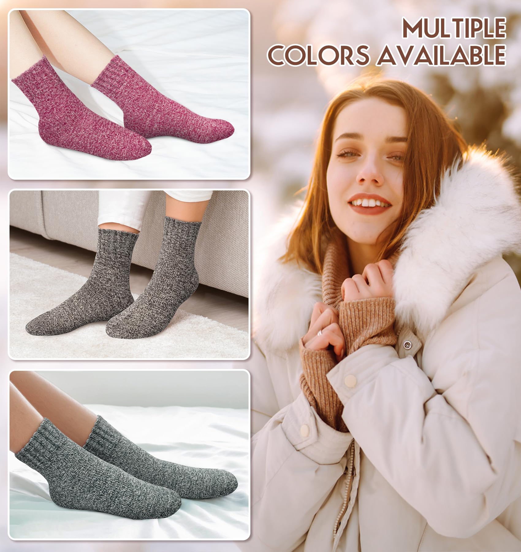 YSense Wool Socks for Women, Winter Boot Socks Stocking Stuffers Gifts for Women Warm Crew Hiking