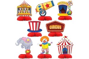 HaPiBiDesign Carnival Circus Party Decorations - Honeycomb Centerpieces for Circus Birthday Decor - Carnival Circus Table Decoration for Kids - Circus Carnival Theme Décor