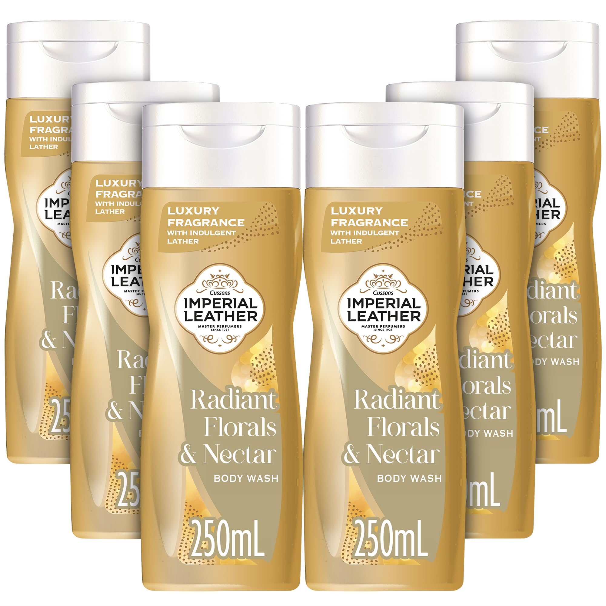 Imperial Leather Radiant Florals & Nectar Body Wash Shower Gel | Signature Oil Blend | Creamy Indulgent Lather & Luxurious Floral Fragrance | Gentle Cleansing & Skin Softening | Pack of 6 x 250ml