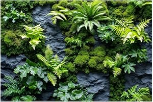 OHIOCATII Rock Wall Reptile Habitat Background Greenery-Infused Room Vertical Moss Wall Terrarium Background Nature's Embrace Tropical Green Plants Fish Tank Background Moss Wall Aquarium Background 36x18in