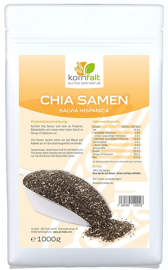 KORNFALT Semillas de Chia de Calidad Premium (1 x 1 kg ...