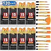AROIC Acrylic Paint Brush Set,8pack/120pcs Nylon Hair Acrylic Paint Brushes,Oil Watercolor Rock Face Paint Brushes, Artist Craft Paint Brush Supplies, for All Purposes Kids Adult Painting.