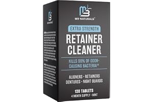 Retainer Cleanser Tablets Invisalign Cleaner, Removes Odors Discoloration Stains and Plaque 4 Month Supply Denture Cleansers Retainers Mouth Guards Denture Bath Mint by M3