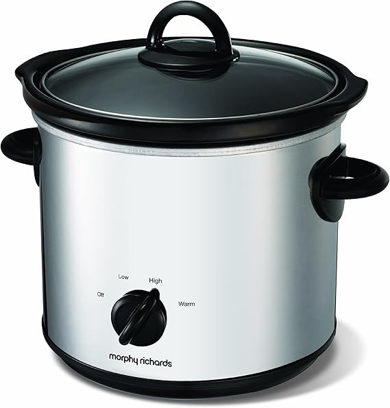 Morphy Richards Slow Cooker Polished Round Stainless Steel, 3.5 Litre