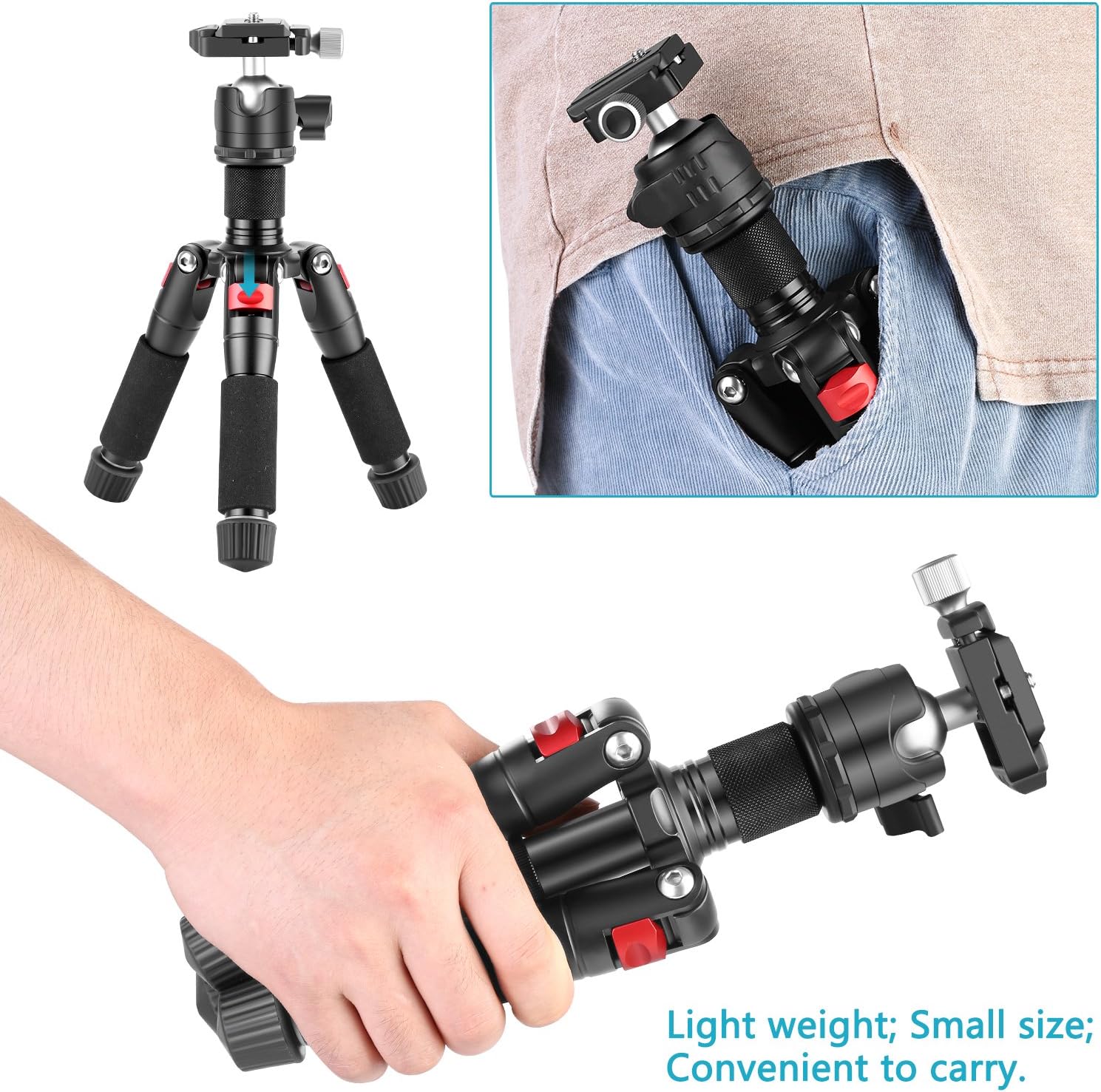 Neewer Portable Desktop Mini Tripod - Aluminum Alloy 20 inches/ 50 centimeters with 360 Degree Ball Head, 1/4 inch Quick Shoe Plate for DSLR Camera Video Camcorder, Load up to 11 pounds/5 kilograms : Camera & Photo