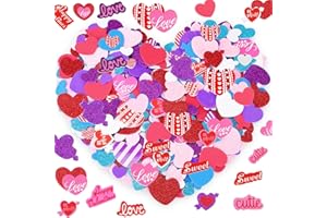 JULBEAR 900 Pcs Valentine's Day Heart Foam Stickers Glitter Self-Adhesive Colorful Mixed Foam Stickers for Kids Party Valentine's Day Wedding Mother's Day DIY Crafts Favor Supplies Home Decorations