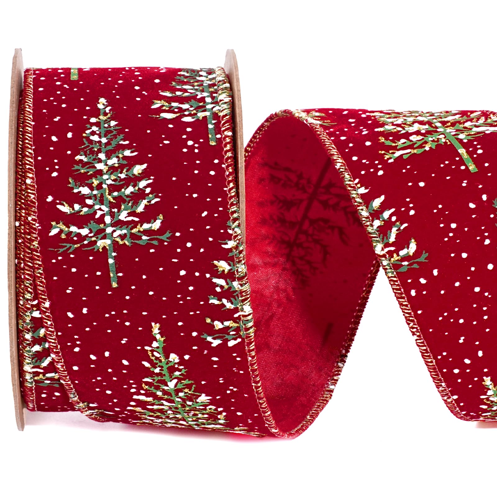 Photo 1 of LaRibbons Red Christmas Ribbon Wired, 2.5 Inch x 10 Yard Snowy Red Christmas Tree Ribbon for Gift Wrapping, Christmas Tree Decoration, Crafts Wreath