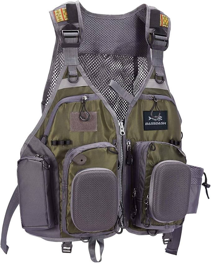 Bassdash Fly Fishing Vest Multi Pocket Waistcoat Adjustable