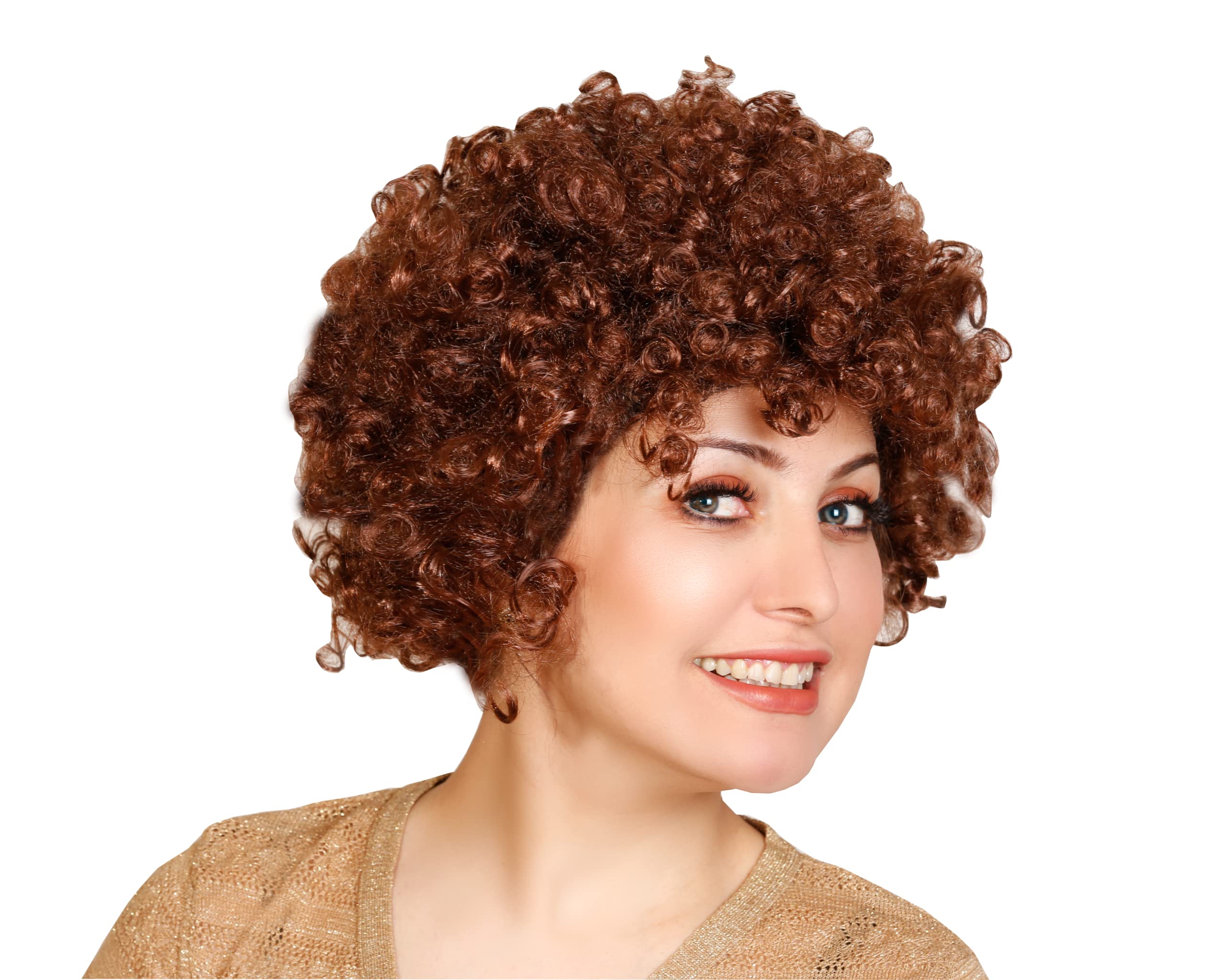 Unisex Adult Clown Wig Circus Funny Fancy Party Dress Accessory Afro Stag Do Fun Joker (Brown) — image 1