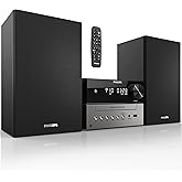 Philips Bluetooth Stereo System for Home with CD Player for Home, Wireless Streaming, MP3, USB, Audio in, FM Radio, 15W, Micro Music Sound System