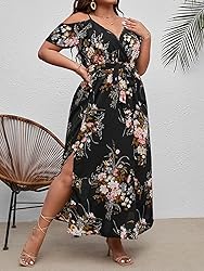 Floerns Women's Plus Size Cold Shoulder Short