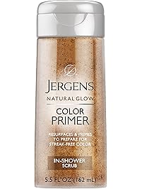 Jergens Natural Glow Color Primer Exfoliating In-Shower Body Scrub, 5.5 Ounces