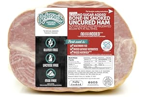 PEDERSON'S NATURAL FARMS Pederson's Farms, Uncured No Sugar, Spiral Sliced Bone In Half Ham, (6 lbs weight avg) Serves 8-10, Fully Cooked, No Sugar Added, Keto, Paleo, Whole30 Friendly, No Nitrites or Nitrates, Holiday Ham, Made in the US