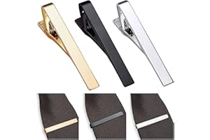 CLOEWCL 3 Pcs Tie Clips for Men, Tie Tack Pins Tie Clips, Gold Silver Black Tie Clip Set for Wedding, Commercial and Daily Li