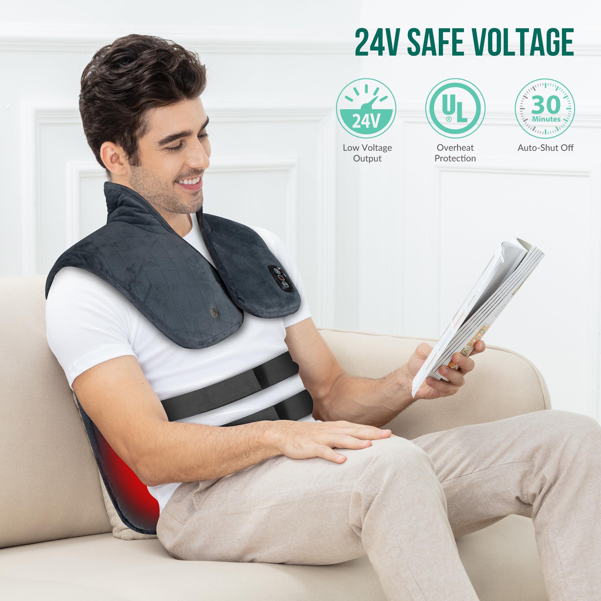Heating Pad for Neck and Shoulders,Weighted Wearable Wrap Around