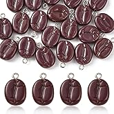 KitBeads 40pcs Coffee Bean Resin 3D Simulation Food Charms Cafe Mini Imitation Coffee Charms for Jewelry Making Bracelets Necklace Bulk