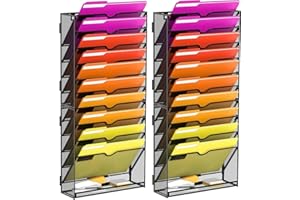 JMHUD Wall File Organizer, 11-Tier Mesh Hanging File Organizer for Papers, Folders, Files Clipboard & Magazine Organization, 