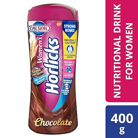 Womens Horlicks Health and Nutrition Drink, 400 gm, Chocolate Flavor Jar (No Added Sugar)