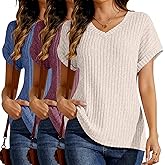Simlakey 3 Pack Women Short Sleeve Sweaters 2025 Summer V Neck Tops Casual Shirts Loose Fit Lightweight Dressy Business