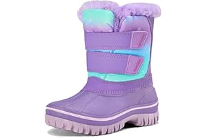 K KomForme Boys Girls Snow Boots Water-resistant Warm Faux Fur Lining Slip Resistant Winter Shoes (Toddler/Little Kid/Big Kid)